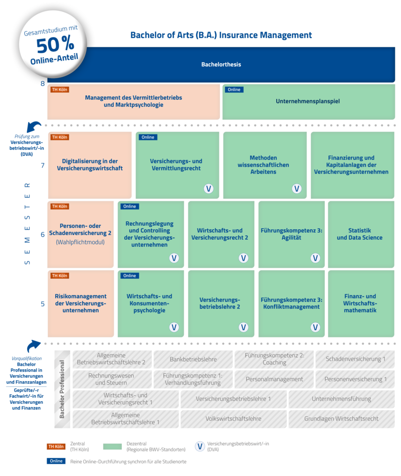Studienaufbau Bachelor of Arts (B.A.) Insurance Management